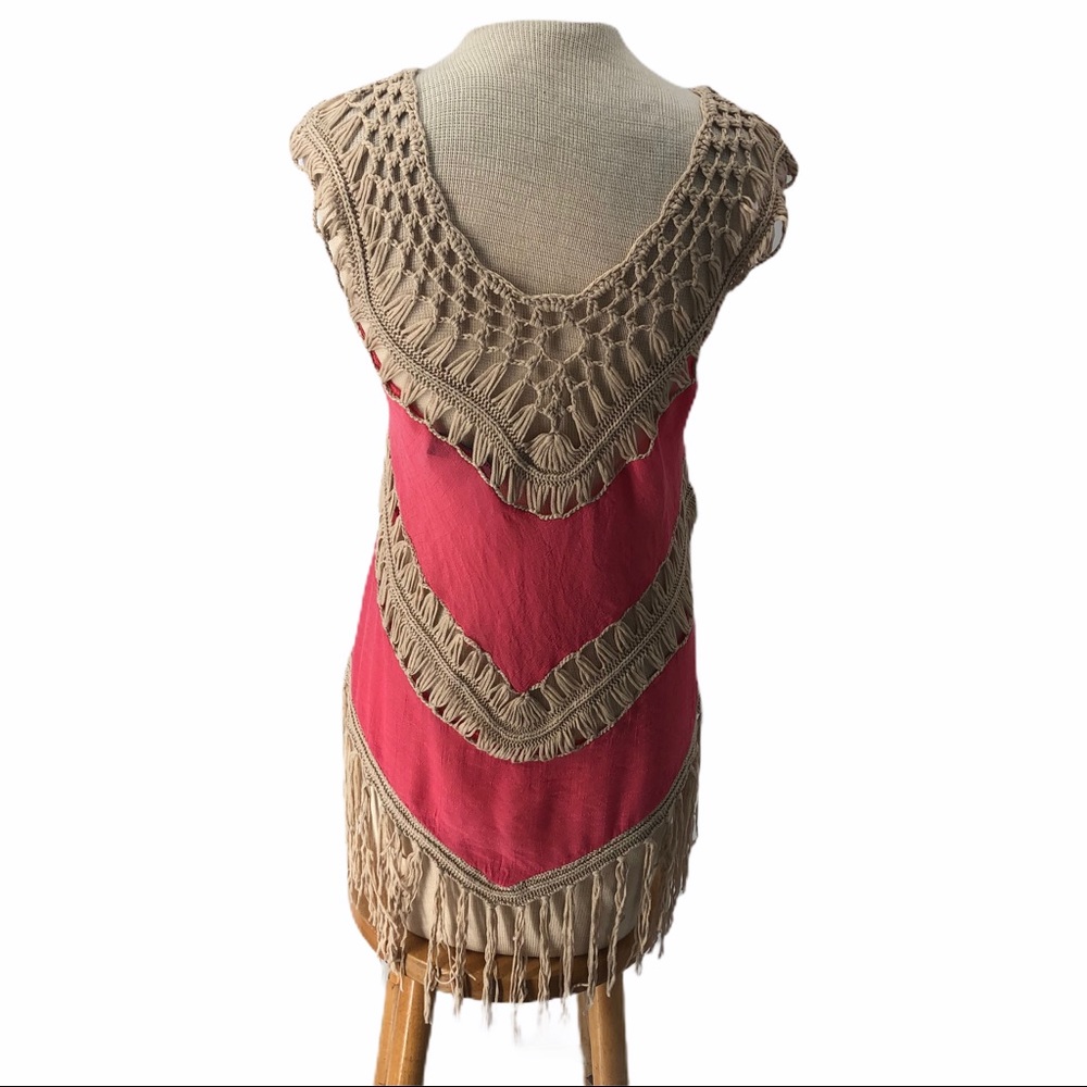 Si Style Dot Com Boho Fringe Crochet Tunic - image 3